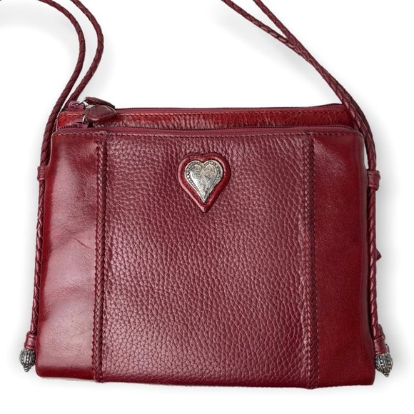 Brighton Red Leather Small Crossbody Bag with Braided Straps - Picture 2 of 11